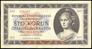 41422 - 1945 Czechoslovakia  bank-note 100Kčs, set C, neperf., qual