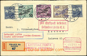 41440 - 1927 II.emise R+Let-dopis zaslaný do Litvy, vyfr. zn. Pof.L