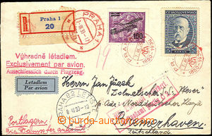 41444 - 1930 issue II Reg and airmail letter to Germany, with Pof.L5