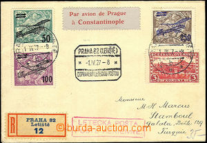 41445 - 1927 II.emise R+Let-dopis zaslaný do Turecka, vyfr. zn. Pof