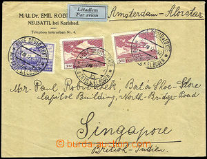 41451 - 1932 issue III air-mail letter to Singapur with Pof.L10 2x, 