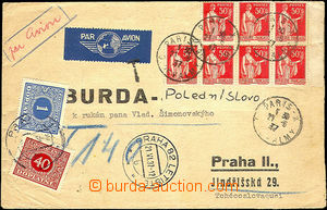 41616 - 1937 letecký dopis do ČSR vyfr. zn. Mi.7x 276, DR Paris 21
