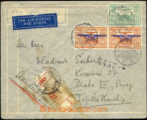 41626 - 1934 Reg and airmail letter to Czechoslovakia franked with. 