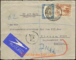41628 - 1938 Reg and airmail letter to Austria with 4d a1Sh, CDS Cap