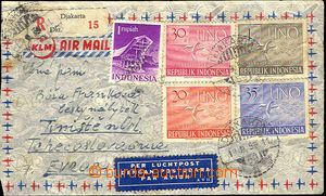 41631 - 1953 INDONESIA  Reg and airmail letter to Czechoslovakia wit