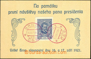 41740 - 1921 memorial card to visit president in Brno with 2x red CD