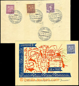 41797 - 1934-37 SCOUTING  cut square with 4 special postmark Kutná 