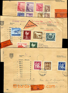 41822 - 1943-44 3 obálky cenných psaní prvního protektorátního