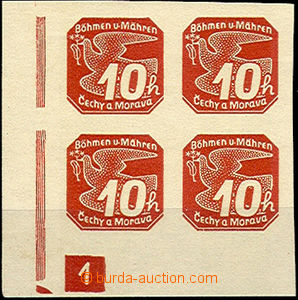 42091 - 1939 Pof.NV5, Novinové I., DZ1 trojúhelník, levý 4-blok,