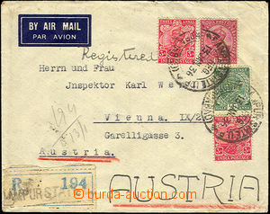42153 - 1936 letecký R dopis zaslaný do Rakouska, vyfr. 4ks výpla