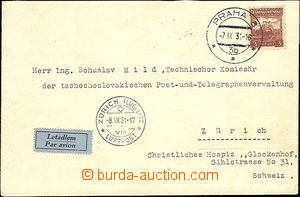 42248 - 1931 air-mail letter to Switzerland, with Pof.224 (Small Lan