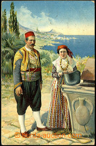 42688 - 1916 chorvatské národní typy, muž se ženou v národním