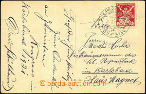 42826 - 1921 postcard from Karlovy Vary with Pof.155 with special po