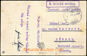 42834 - 1919 6. letecká setnina, rámečkové razítko na pohlednic