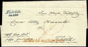 42866 - 1846 folded letter Ex offo with beautiful blue cancel. DATSC