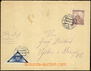 42879 - 1940 Delivery stmp,   letter to own by hand, with 1,20 Korun