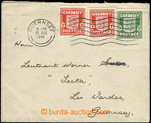 42900 - 1940 GUERNSEY  letter sent in the place with Mi.1, 2x 2, MC 