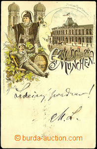 42988 - 1900? Munich (München) - color 2-views lithography (brewery