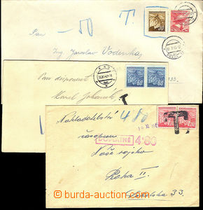 43004 - 1945 sestava 3ks dopisů zatížených 19.XI.1945 doplatným