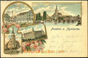 43100 - 1902 NYMBURK - 4-view color collage, long address, used, pre