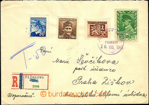 43131 - 1945 Reg letter from Slovakia to Prague with Pof.375, 388, 3