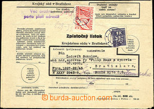 43132 - 1946 complete. court mailing franked with. service stmp Pof.