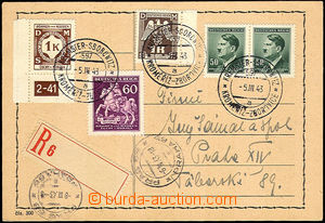 43158 - 1943 R card with railway pmk č.597a KROMĚŘÍŽ - ZBOROVIC
