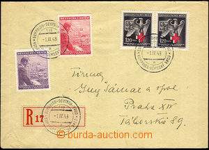 43159 - 1943 Reg letter with railway pmk č.139a HUMPOLEC - NĚMECK