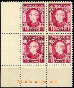 43289 - 1939 Alb.30xA Hlinka, LL corner blk-of-4, paper without wate