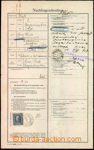 43320 - 1917 pošt. formulář Nachfrageschreiben na zásilku do Rus