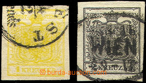 43351 - 1850 issue I stamp. 1 + 2 Kreuzer, Mi.1, 2, nice pieces, cat