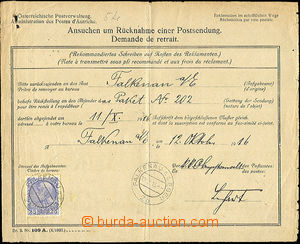 43362 - 1916 výzva k vrácení R dopisu - Auschen um Rücknahme...,