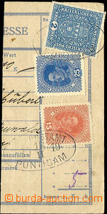 43466 - 1919 parcel dispatch card segment with Mi.204, 221 and 223, 