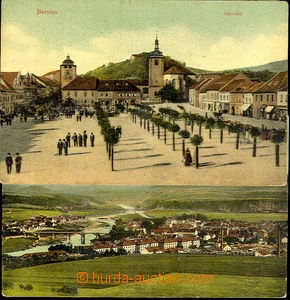 43825 - 1916? Beroun - 2 pieces, general view and square, both color