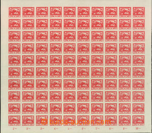 43830 -  Pof.5, 10h červená, kompletní 100-známkový arch s okra