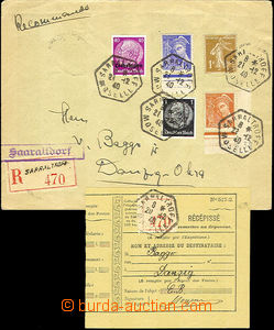 44157 - 1940 LOTHRINGEN  R  dopis s recepisem vyfr. smíšenou frank