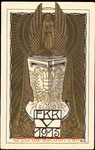 44346 - 1915 O.B. signovaná zlacená lito., pohlednice Řádu sv. B