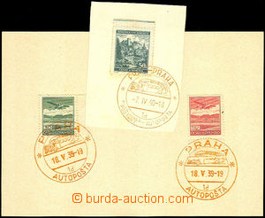 44547 - 1939-40 mobile post office on a bus, 2x cut with postmarks P