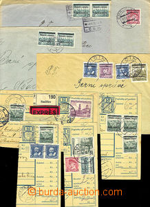 44654 - 1939 sestava 4ks dopisů a 4ks ústřižků průvodek vyfr. 