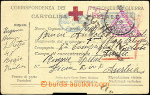 44757 - 1918 lístek na zajatce v nemocnici, cenzura italská a rako