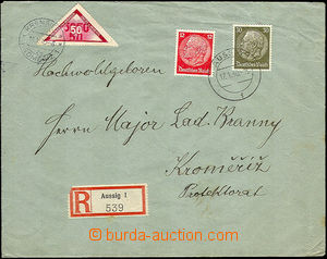 44819 - 1940 Reg letter from Sudetenland to Kroměříž with chosen