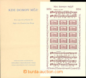 44829 - 1934 Pof.A283 A, miniature sheet Anthem-issue only value 1CZ