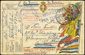 44900 - 1918 ITALY  FP card sent from member of 32. Reg. CS on/for F