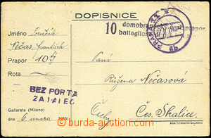 44902 - 1918 ITALY  card sent courier (!) from member of Italian leg