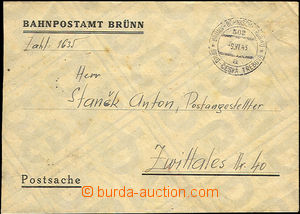 44916 - 1943 mailing Railway-station postal office Brno  (Postal mat