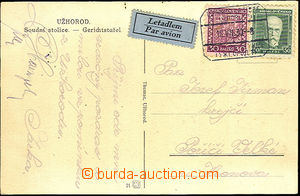 44928 - 1930 postcard Uzhhorod sent by air mail to Velké Poříčí