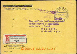 44930 - 1945 Postal Bank branch Brno/ 27.XI.1945 cancel. on/for R le