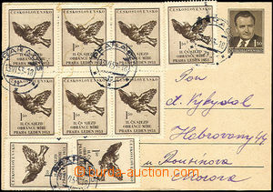 44933 - 1953 CDV99 uprated by. 9 pcs of stamp. 1,50Kčs, Pof.700, CD