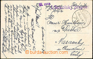 44943 - 1919 1. sokolský prapor, fialové útvarové raz. doplněno