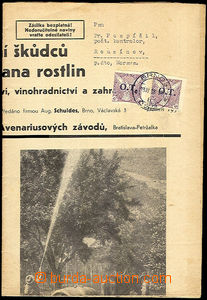 45042 - 1938 Obchodní tiskopis  firemní noviny vyfr. 2ks zn. 10h, 